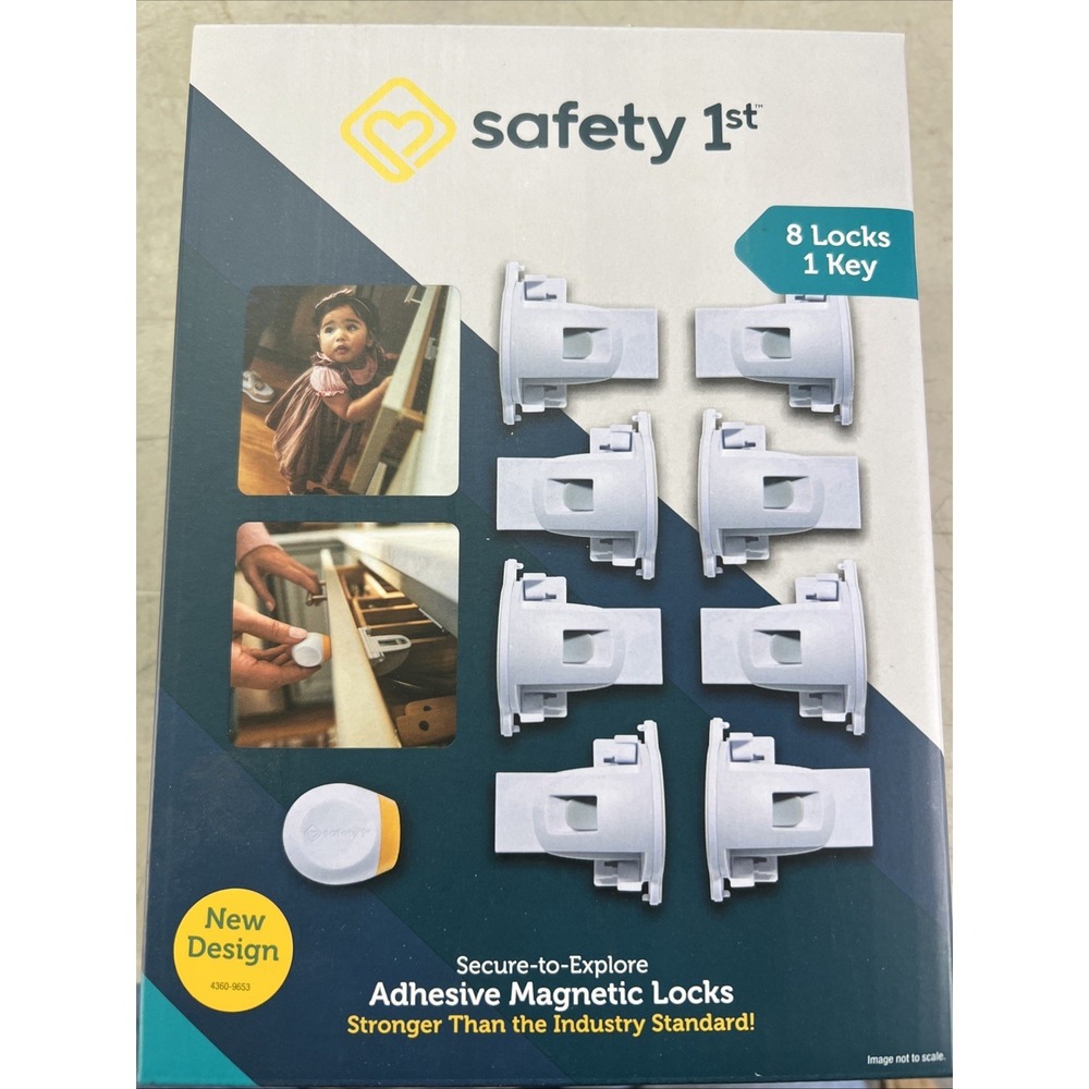 Safety 1st Magnetic Cabinet & Drawer Locks – Adhesive Mount – 8 Locks with 1 Key